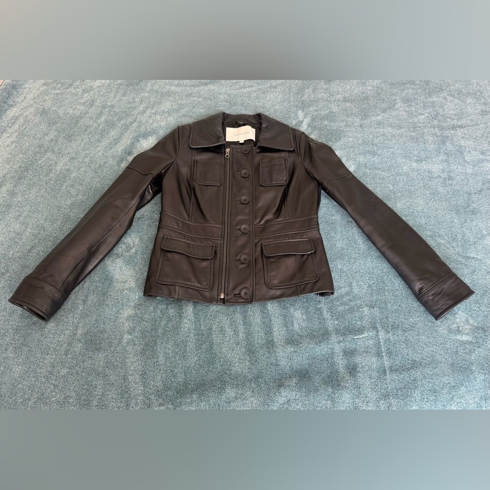 Women's Nappa Leather Tailored Classic Valette Nordstrom Black Jacket Size S